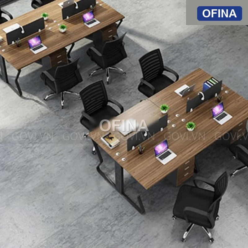 Cụm bàn làm việc 4 người  Atlas ATC03-2412 khung đen thumbnail 2