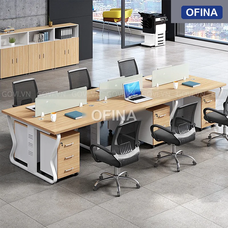 Cụm bàn làm việc 6 người  Atlas ATC03-3612 khung trắng