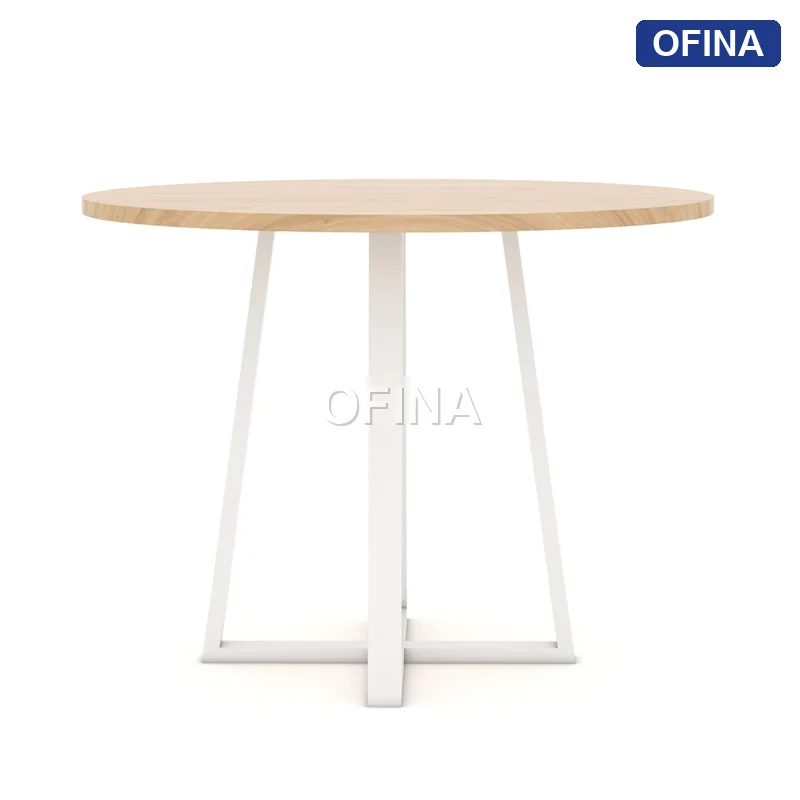 Bàn tròn B02 khung trắng