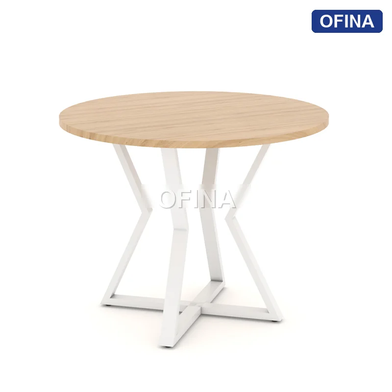 Bàn tròn B03 khung trắng