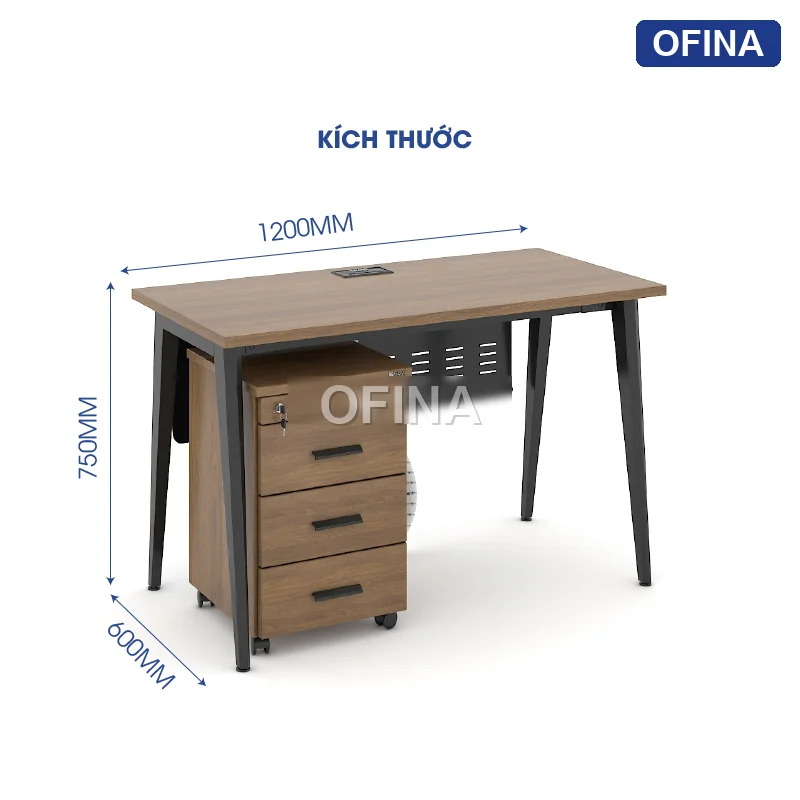 Bàn làm việc Gaia GA01B khung trắng thumbnail 3