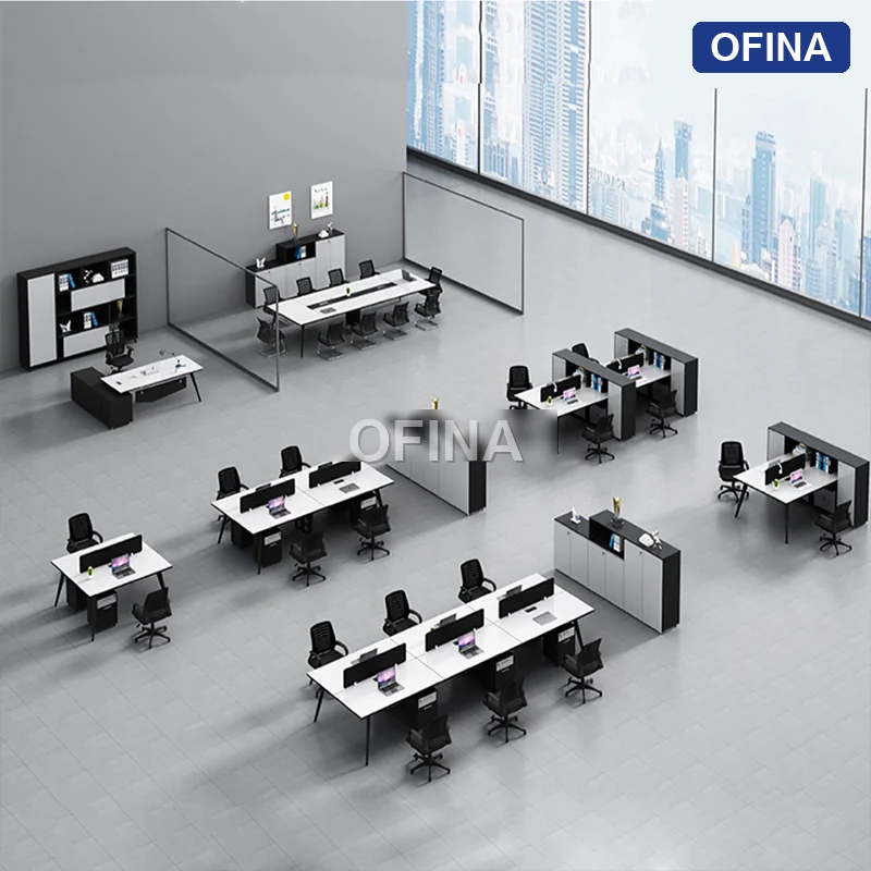 Cụm bàn làm việc 4 người Gaia GC08-2412 khung đen thumbnail 2