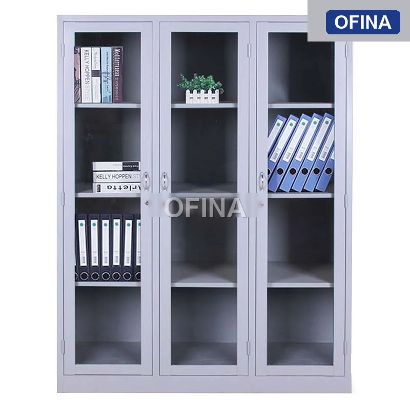 Tủ hồ sơ sắt 3 khoang kính HS02