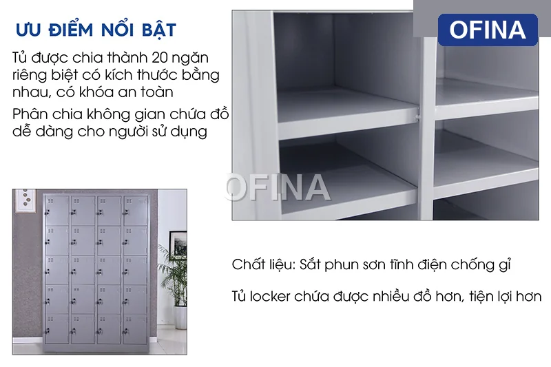 Tủ locker sắt 20 ngăn LK20 thumbnail 3