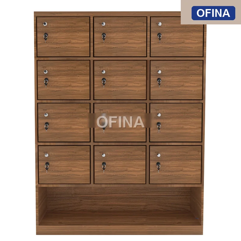 Tủ locker gỗ 12 cánh liền kệ giày LKG12G-DV thumbnail 3