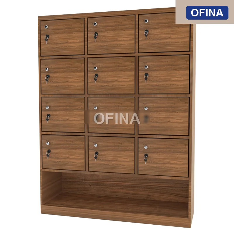 Tủ locker gỗ 12 cánh liền kệ giày LKG12G-DV thumbnail 4