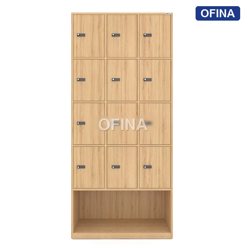 Tủ locker gỗ 12 cánh khóa mật mã liền kệ giày LKG12GMM-DV thumbnail 2