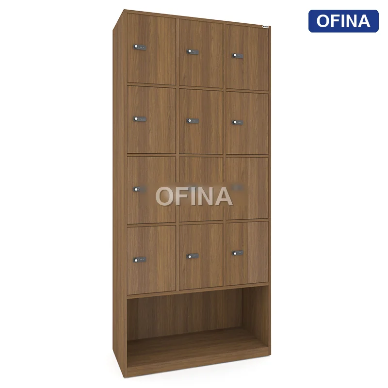 Tủ locker gỗ 12 cánh khóa mật mã liền kệ giày LKG12GMM-DV thumbnail 3
