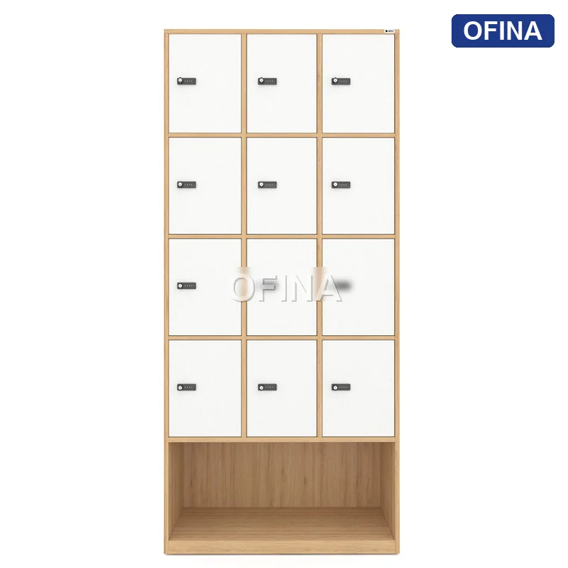 Tủ locker gỗ 12 cánh khóa mật mã liền kệ giày LKG12GMM-MT thumbnail 2