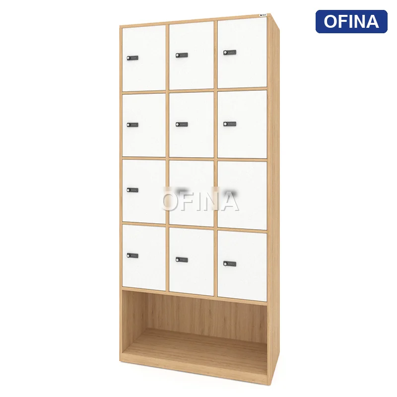 Tủ locker gỗ 12 cánh khóa mật mã liền kệ giày LKG12GMM-MT thumbnail 3