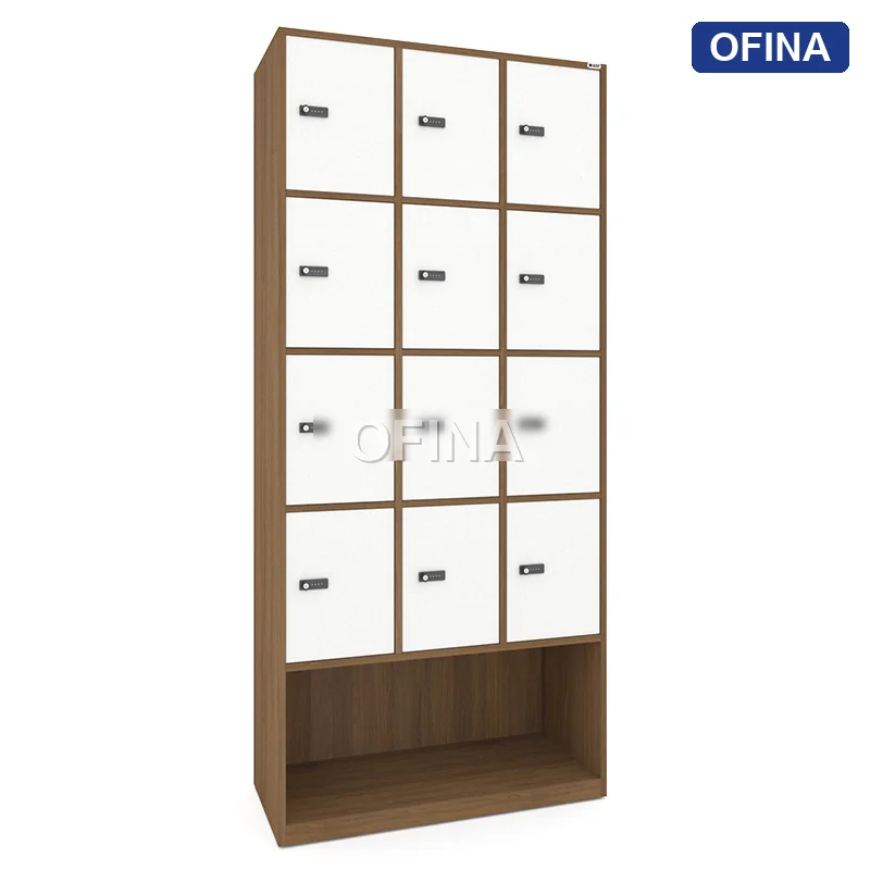 Tủ locker gỗ 12 cánh khóa mật mã liền kệ giày LKG12GMM-MT thumbnail 4