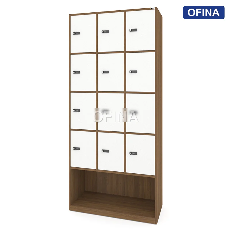 Tủ locker gỗ 12 cánh khóa mật mã liền kệ giày LKG12GMM-MT thumbnail 6