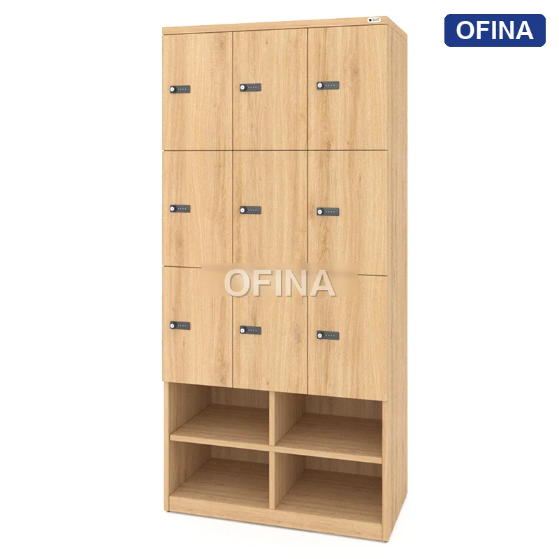 Tủ locker gỗ 9 cánh khóa mật mã liền kệ giày LKG9GMM-DV thumbnail 3