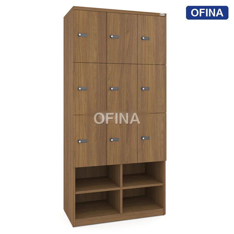 Tủ locker gỗ 9 cánh khóa mật mã liền kệ giày LKG9GMM-DV thumbnail 4