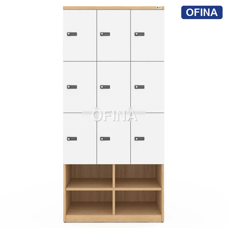 Tủ locker gỗ 9 cánh khóa mật mã liền kệ giày LKG9GMM-MT thumbnail 2