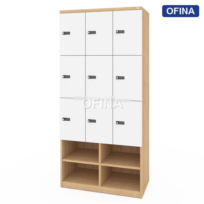 Tủ locker gỗ 9 cánh khóa mật mã liền kệ giày LKG9GMM-MT thumbnail 3