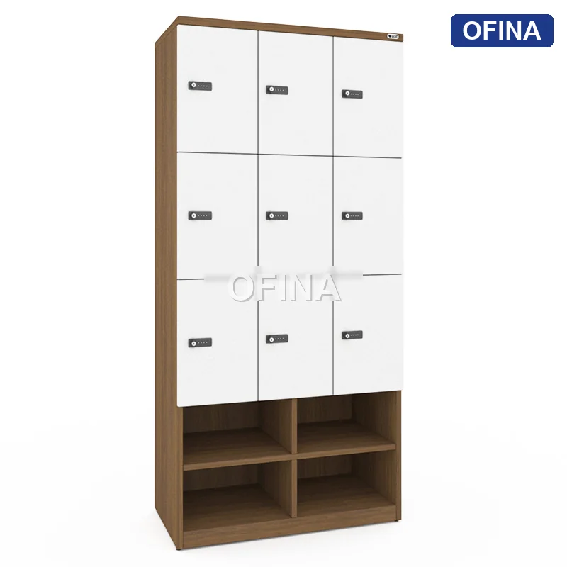 Tủ locker gỗ 9 cánh khóa mật mã liền kệ giày LKG9GMM-MT thumbnail 4