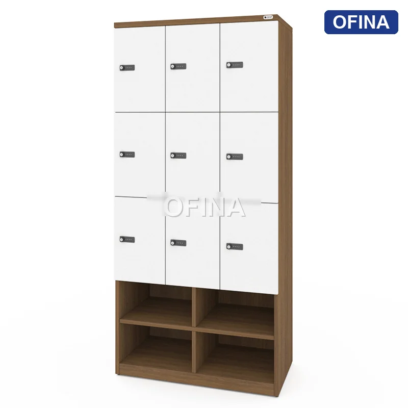 Tủ locker gỗ 9 cánh khóa mật mã liền kệ giày LKG9GMM-MT thumbnail 5