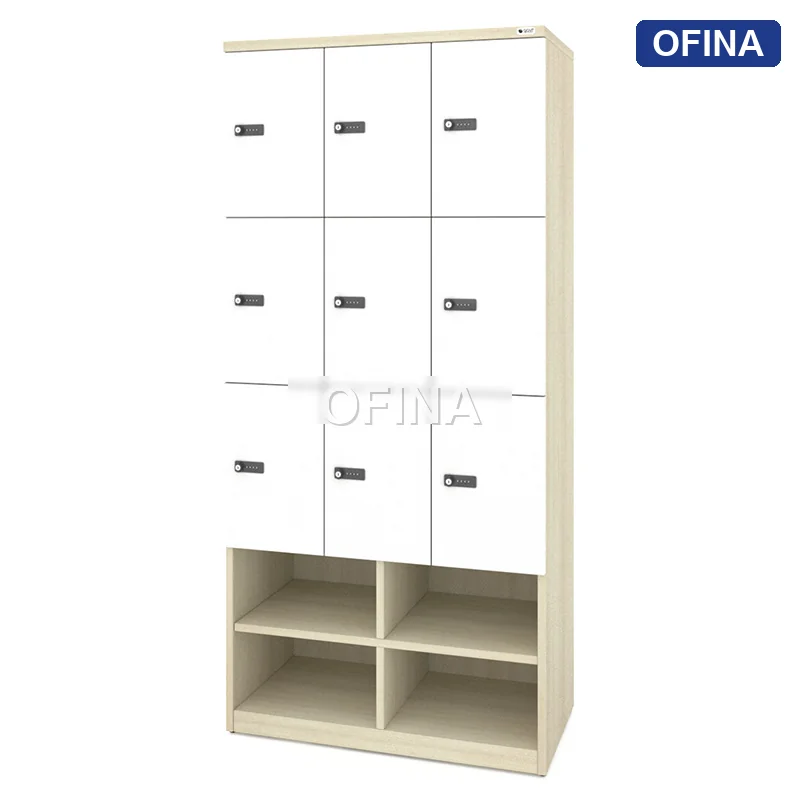 Tủ locker gỗ 9 cánh khóa mật mã liền kệ giày LKG9GMM-MT thumbnail 8