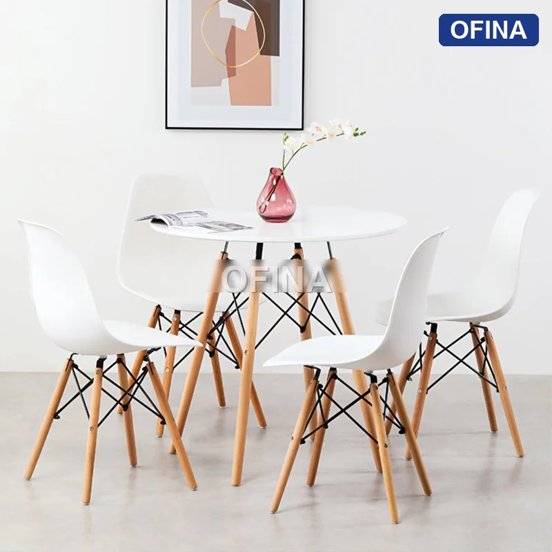 Bàn cafe Eames tròn D600 màu trắng thumbnail 3