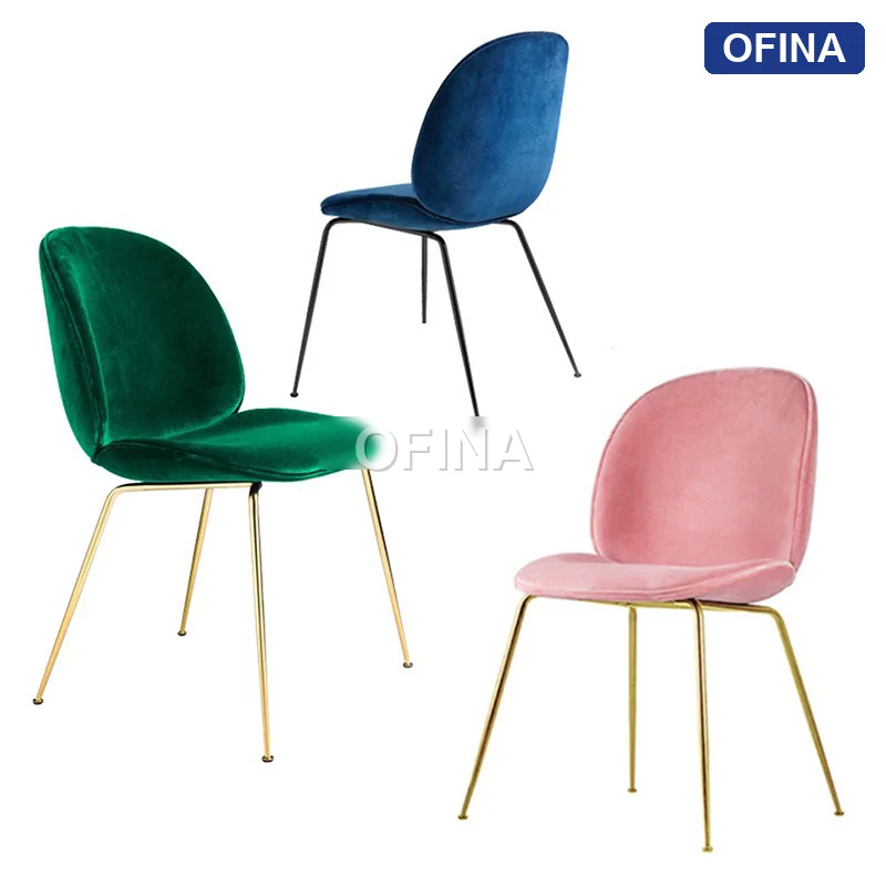 Ghế Gubi nỉ nhung chân mạ vàng thumbnail 4