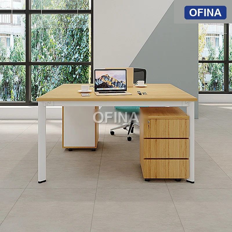 Cụm bàn làm việc 2 người Oval OVC01-1212 khung trắng thumbnail 4