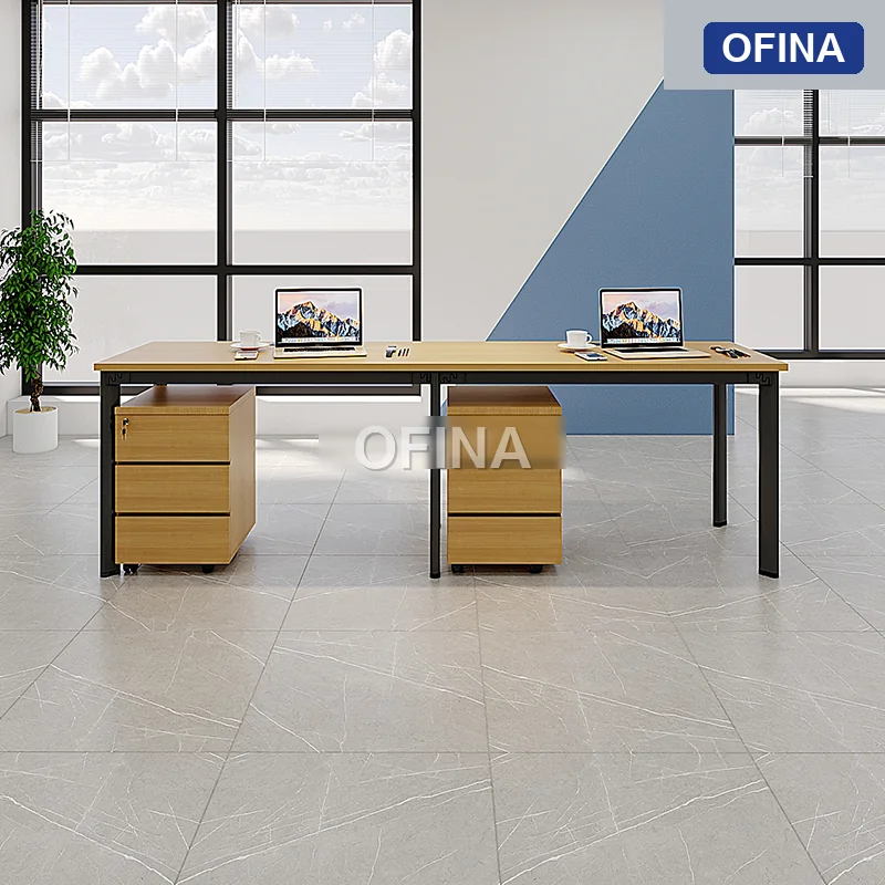 Cụm bàn làm việc 2 người Oval OVC01-2406 khung đen thumbnail 2