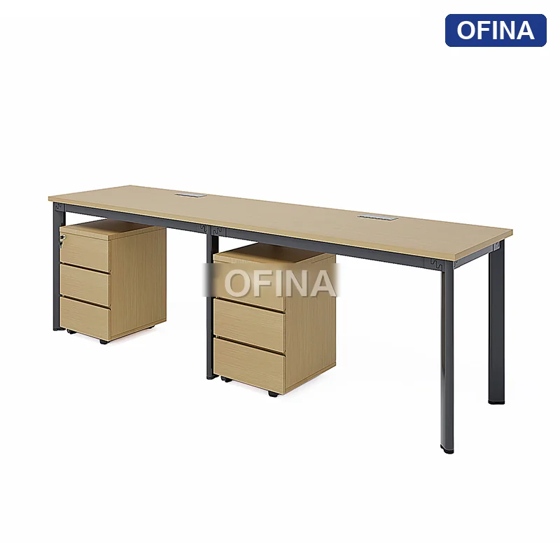 Cụm bàn làm việc 2 người Oval OVC01-2406 khung đen thumbnail 3