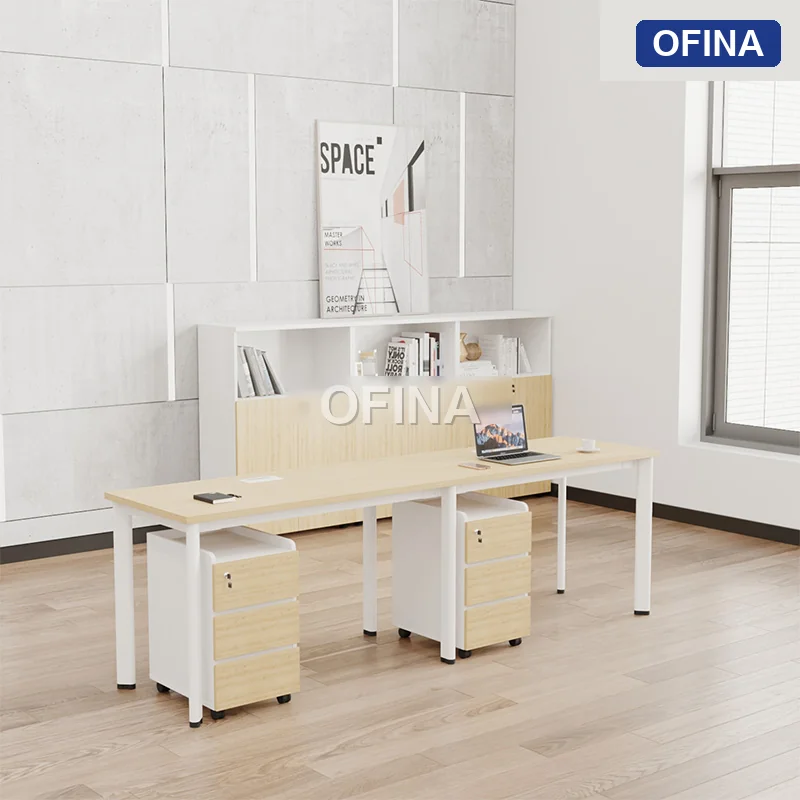 Cụm bàn làm việc 2 người Oval OVC01-2406 khung trắng