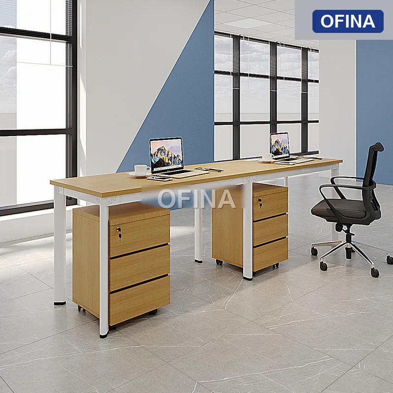 Cụm bàn làm việc 2 người Oval OVC01-2406 khung trắng thumbnail 2