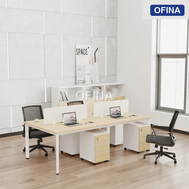 Cụm bàn làm việc 4 người Oval OVC01-2412 khung đen