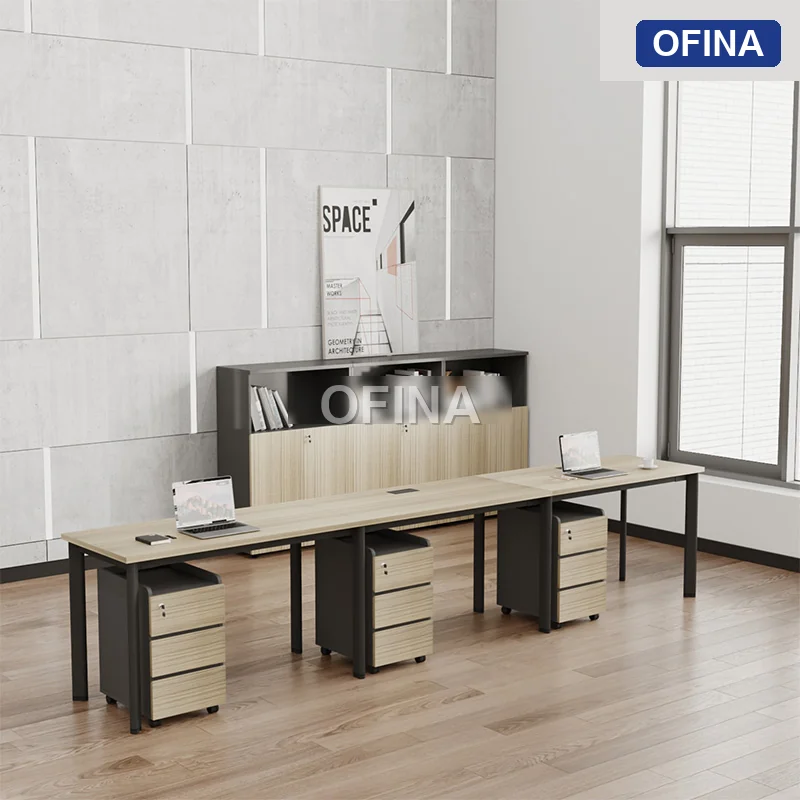 Cụm bàn làm việc 3 người Oval OVC01-3606 khung đen