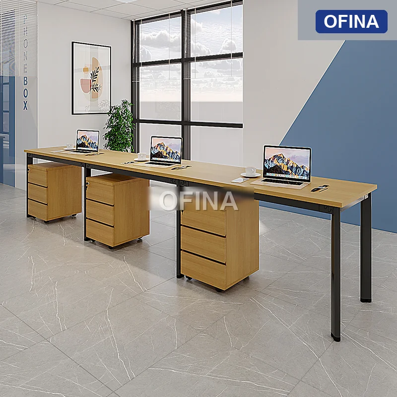 Cụm bàn làm việc 3 người Oval OVC01-3606 khung đen thumbnail 2