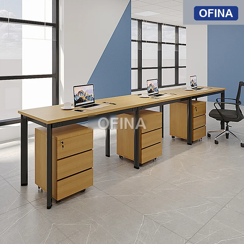 Cụm bàn làm việc 3 người Oval OVC01-3606 khung đen thumbnail 3