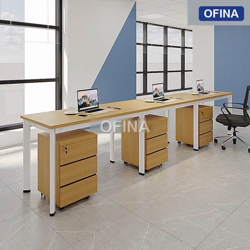 Cụm bàn làm việc 3 người Oval OVC01-3606 khung trắng thumbnail 2