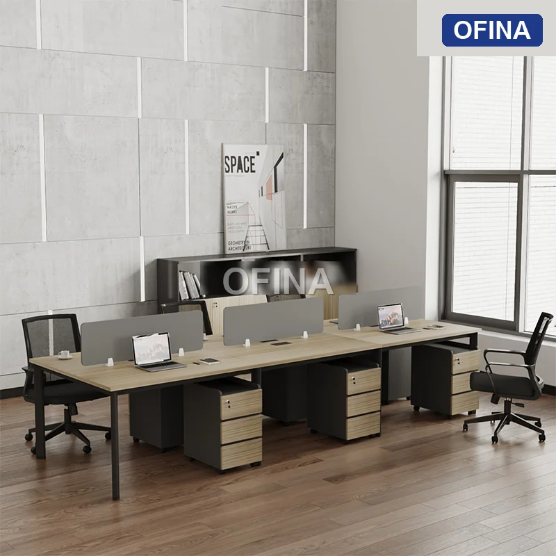 Cụm bàn làm việc 6 người Oval OVC01-3612 khung đen