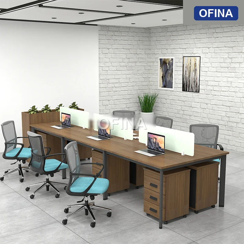 Cụm bàn làm việc 6 người Oval OVC01-3612 khung đen thumbnail 2