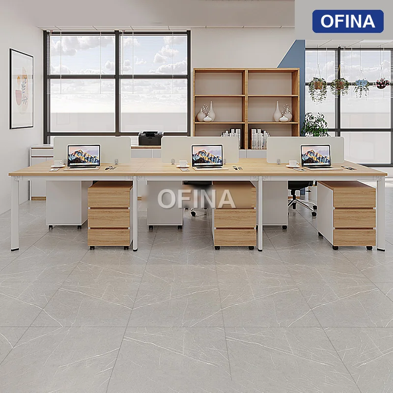 Cụm bàn làm việc 6 người Oval OVC01-3612 khung trắng thumbnail 2