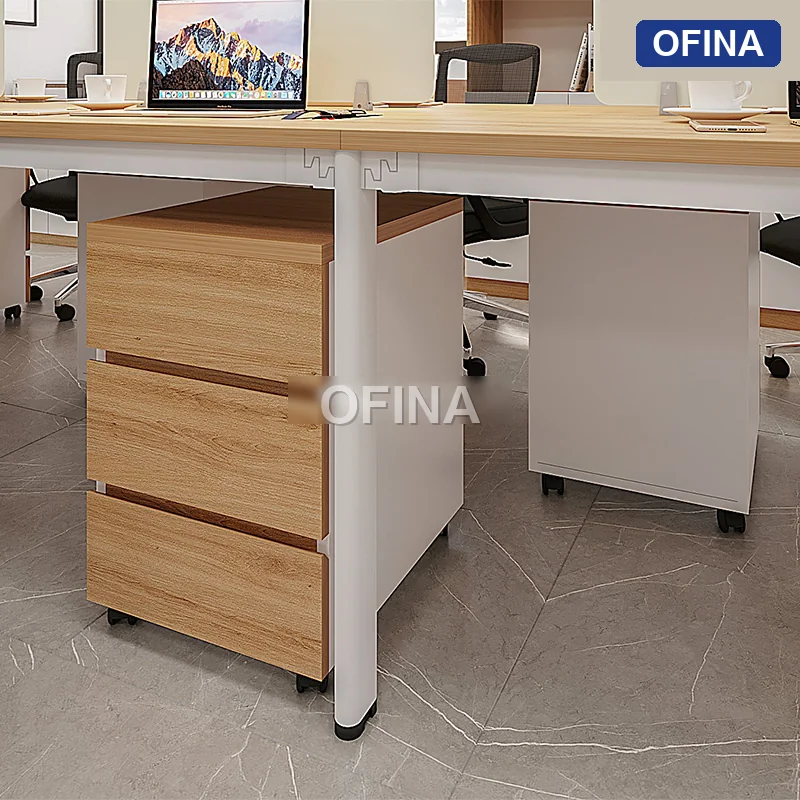 Cụm bàn làm việc 6 người Oval OVC01-3612 khung trắng thumbnail 3