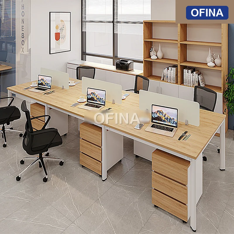 Cụm bàn làm việc 6 người Oval OVC01-3612 khung trắng thumbnail 4