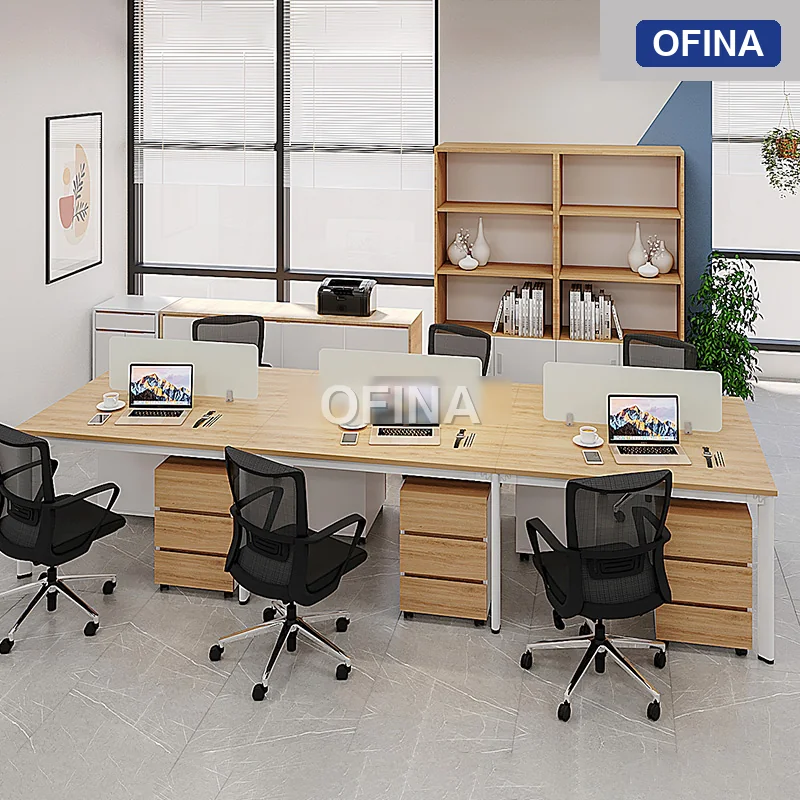 Cụm bàn làm việc 6 người Oval OVC01-3612 khung trắng thumbnail 5