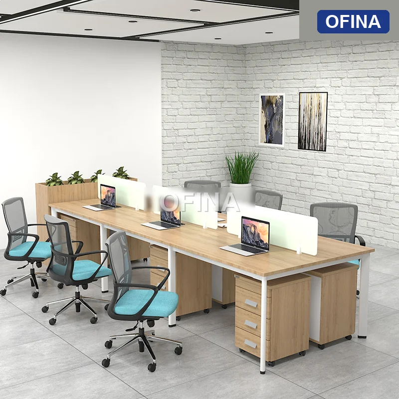 Cụm bàn làm việc 6 người Oval OVC01-3612 khung trắng thumbnail 7