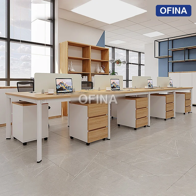 Cụm bàn làm việc 8 người Oval OVC01-4812 khung trắng thumbnail 2