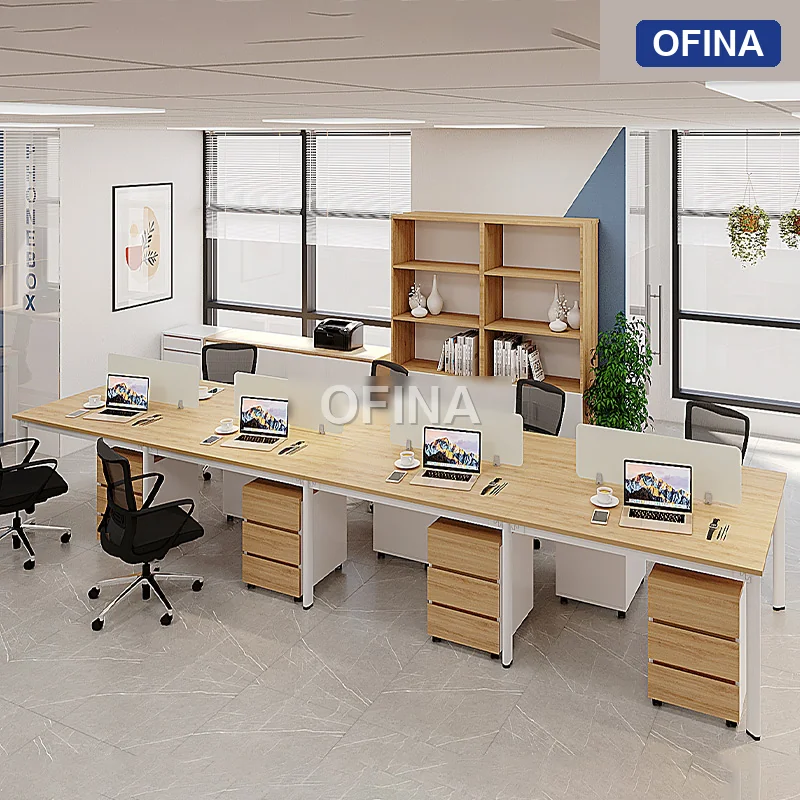 Cụm bàn làm việc 8 người Oval OVC01-4812 khung trắng thumbnail 3