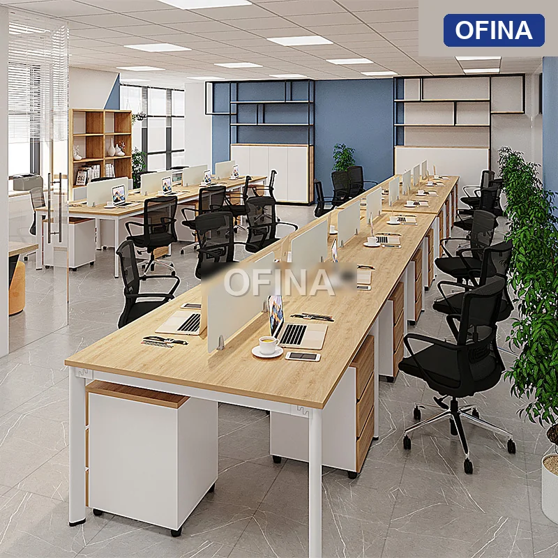 Cụm bàn làm việc 8 người Oval OVC01-4812 khung trắng thumbnail 4