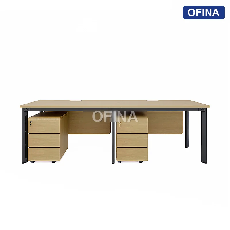 Cụm bàn làm việc 2 người Oval OVC01Y-2406 khung đen thumbnail 2