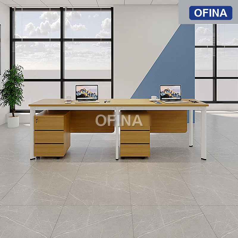 Cụm bàn làm việc 2 người Oval OVC01Y-2406 khung trắng thumbnail 2