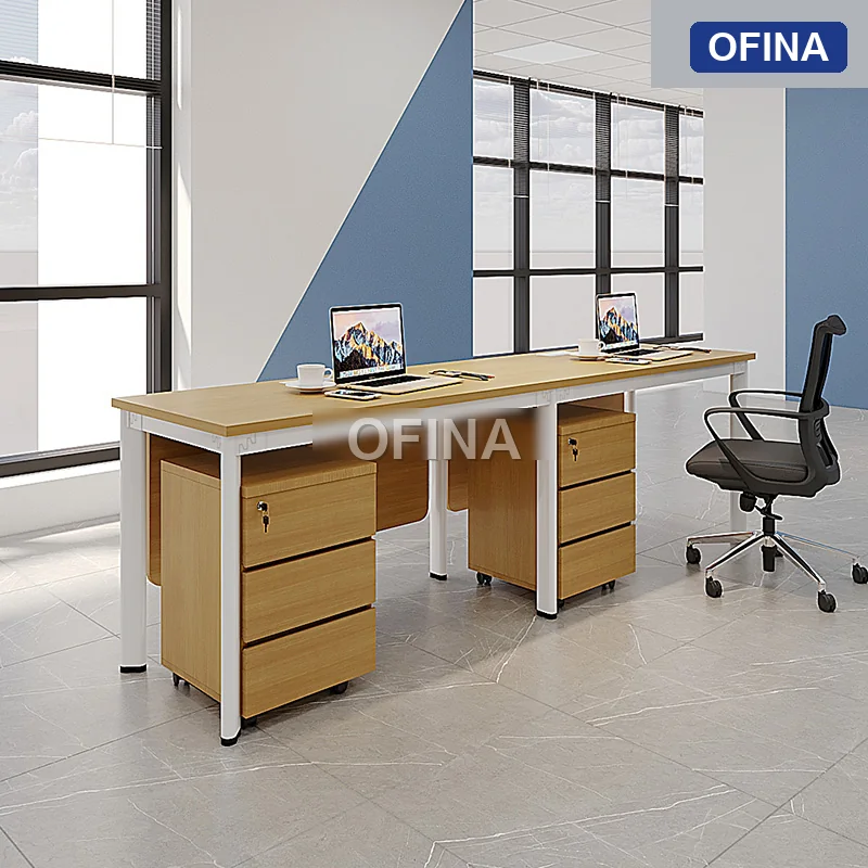 Cụm bàn làm việc 2 người Oval OVC01Y-2406 khung trắng thumbnail 3