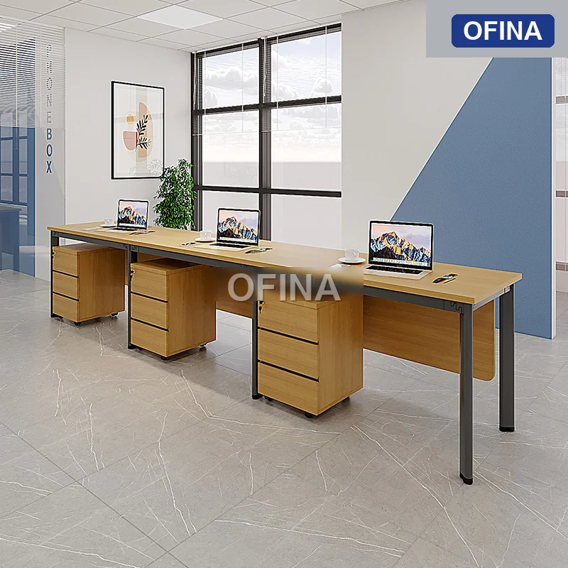 Cụm bàn làm việc 3 người Oval OVC01Y-3606 khung đen thumbnail 2