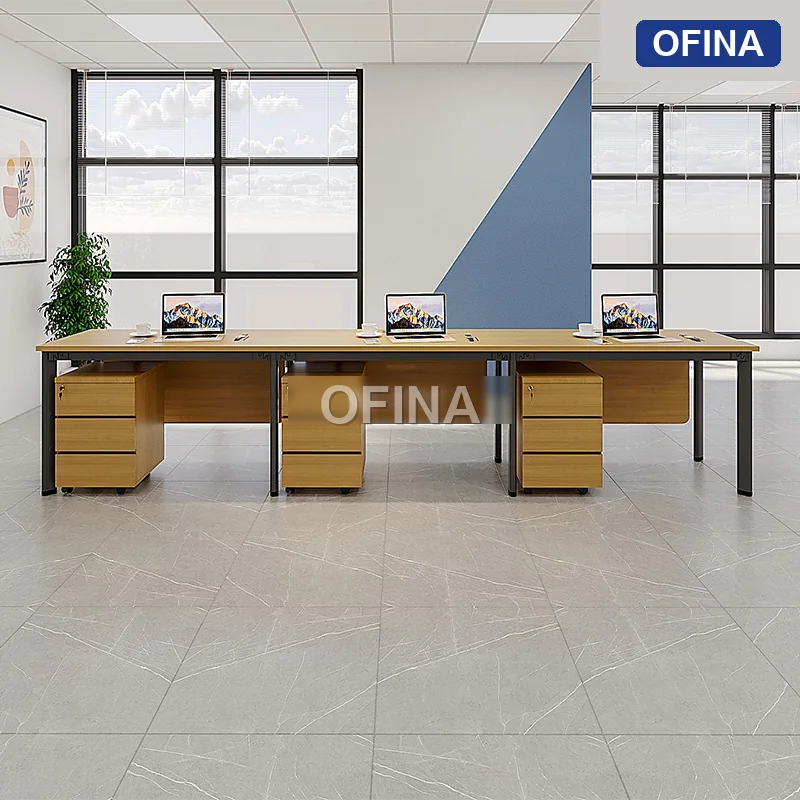 Cụm bàn làm việc 3 người Oval OVC01Y-3606 khung đen thumbnail 3